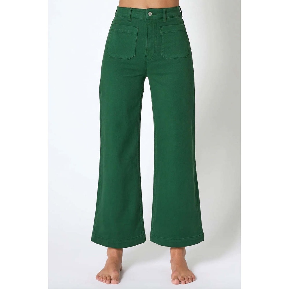 Rollas High Rise Wide Leg Sailor Pants in Basil Green | Size 29